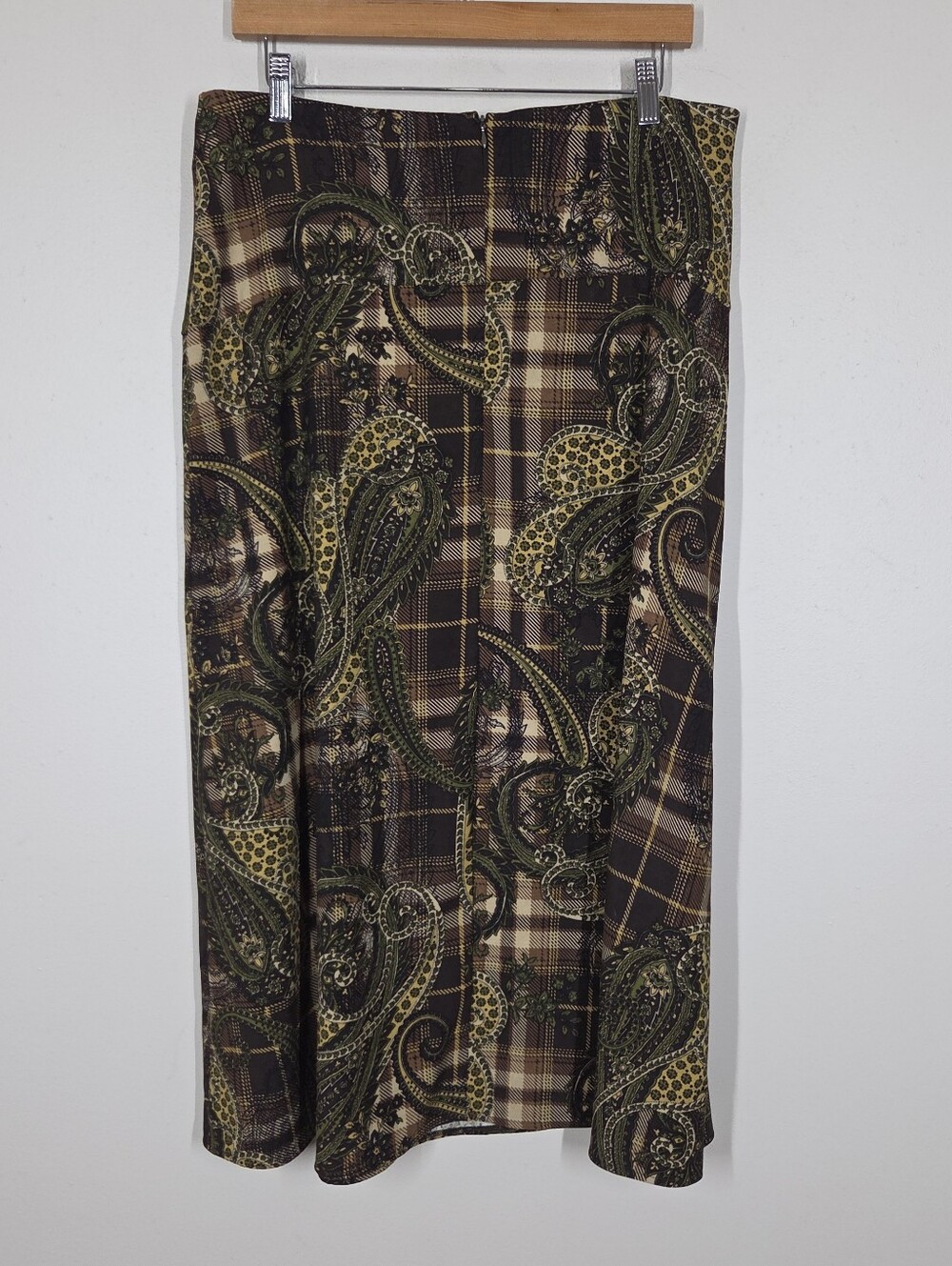 Vtg Y2K Cato Paisley Plaid Midi Skirt 12 Grunge Whimsigoth Academia Forest Boho - Picture 5 of 9
